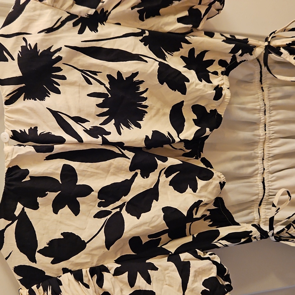 Moon River| Floral Cut-Out Shirred Midi | Sz L | Cottagecore, Longline, Maxi - Picture 5 of 10